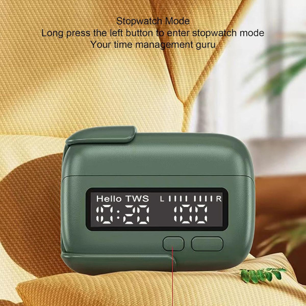 Wireless Earbuds Earphone , Retro ENC Noise Reduction Stereo Sound 5.2 with LED Power Display, For Sports Game (Grey) product image