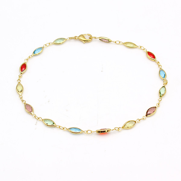 Light Multi-Color Square Crystal Ankle Bracelet product image
