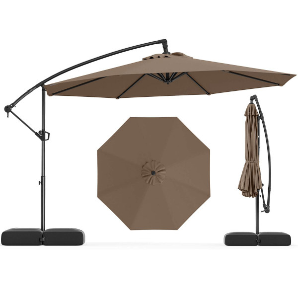 10-foot Offset Hanging Umbrella with Base (With or Without Lights) product image