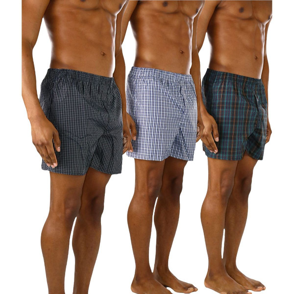 Men's Button Fly Loose Fit Tartan Plaid Boxers (3- or 6-Pack) product image