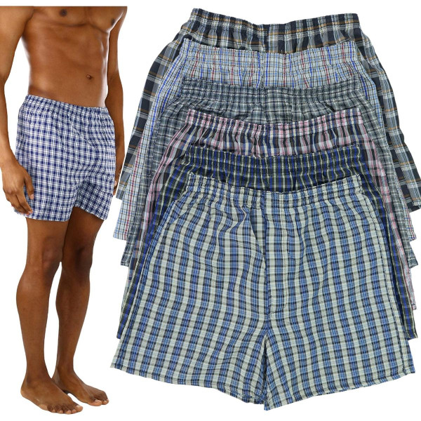 Men's Button Fly Loose Fit Tartan Plaid Boxers (3- or 6-Pack) product image