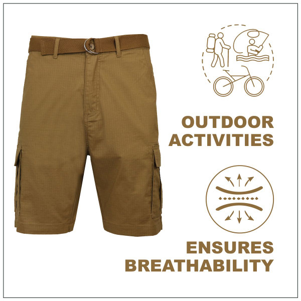 Men's Cotton Stretch Ripstop Cargo Shorts with Belt  product image