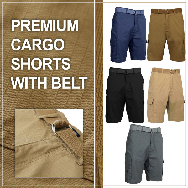 Men's Cotton Stretch Ripstop Cargo Shorts with Belt  product image