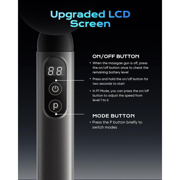 Massage Gun Pro with Extended Handle, 4 Heads, 3 Modes, USB-C Fast Charge product image