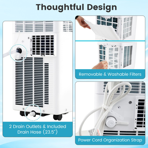 8200/10000 BTU Portable Air Conditioner with 3 Fan Speeds and 4 Modes product image