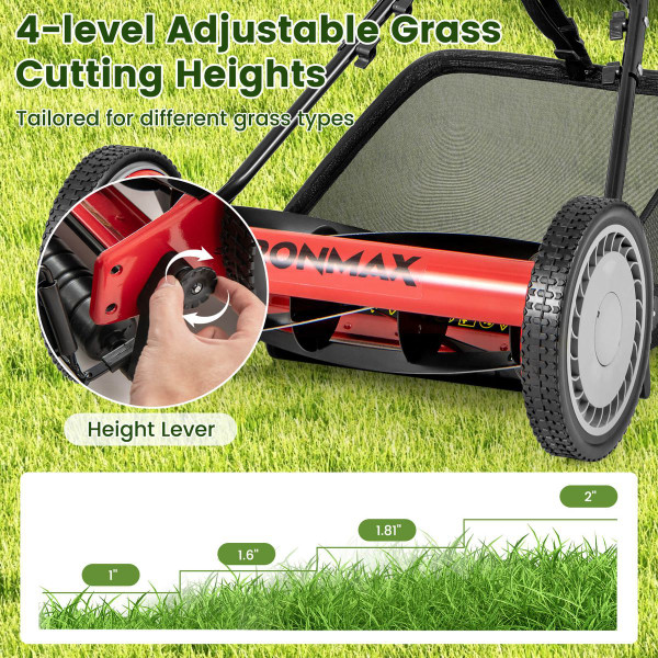 Ironmax 16" Push Lawn Mower with 5-Blades and Grass Catcher product image