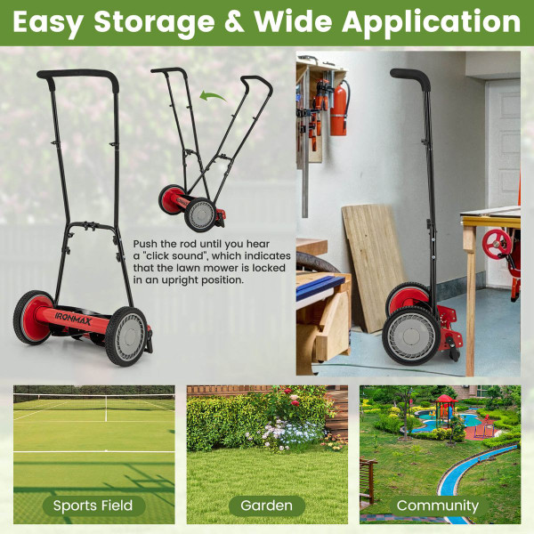 Ironmax 16" Push Lawn Mower with 5-Blades and Grass Catcher product image