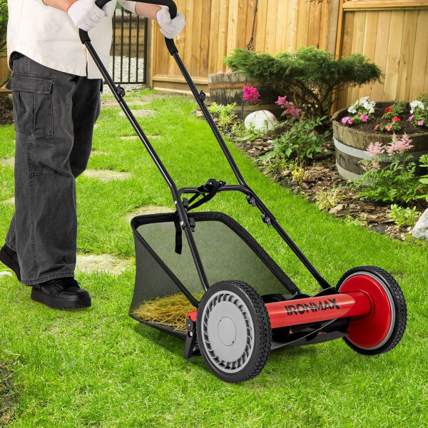 Ironmax 16" Push Lawn Mower with 5-Blades and Grass Catcher product image
