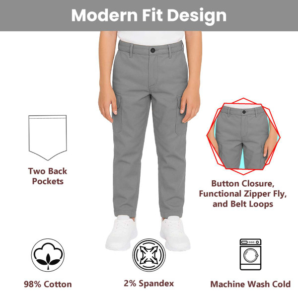 Boy’s Super Stretch Cotton Cargo Pants (1- or 3-Pack) product image