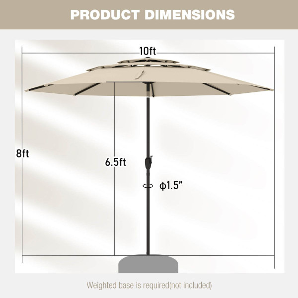 10-Foot 3-Tier Outdoor Vented Patio Umbrella product image