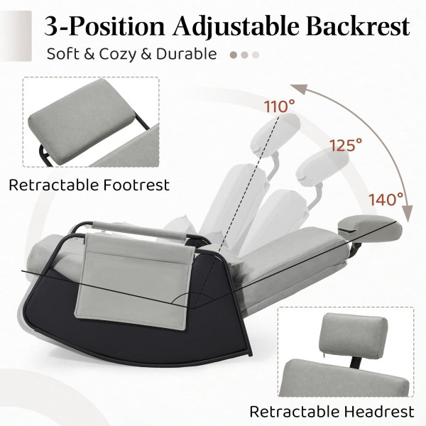 Gliding Rocking Chair with Retractable Footrest  product image