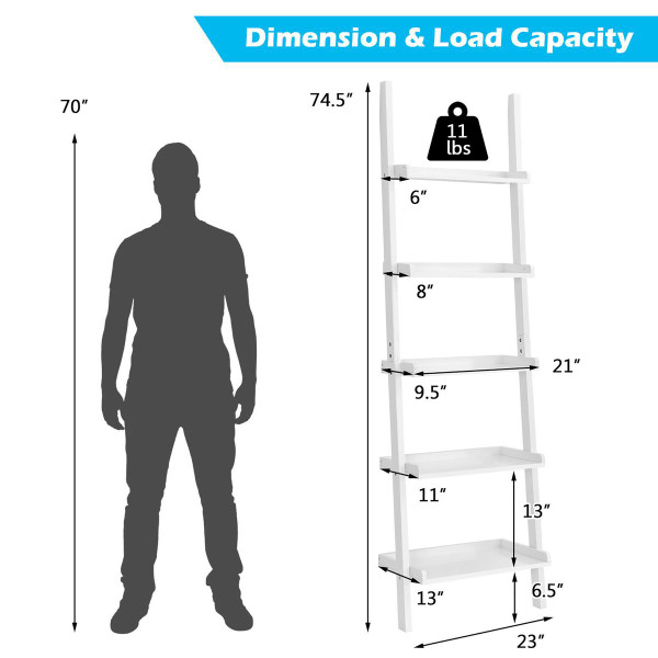5-Tier Leaning Wall Ladder Shelf  product image