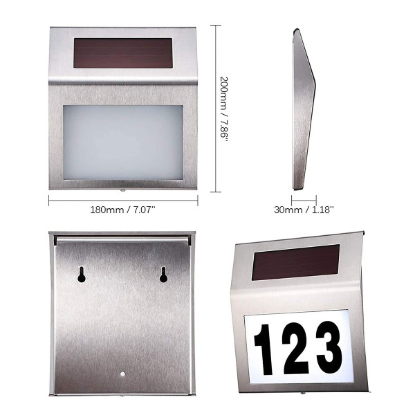 Solar Stainless Steel House Number Light with White LEDs product image