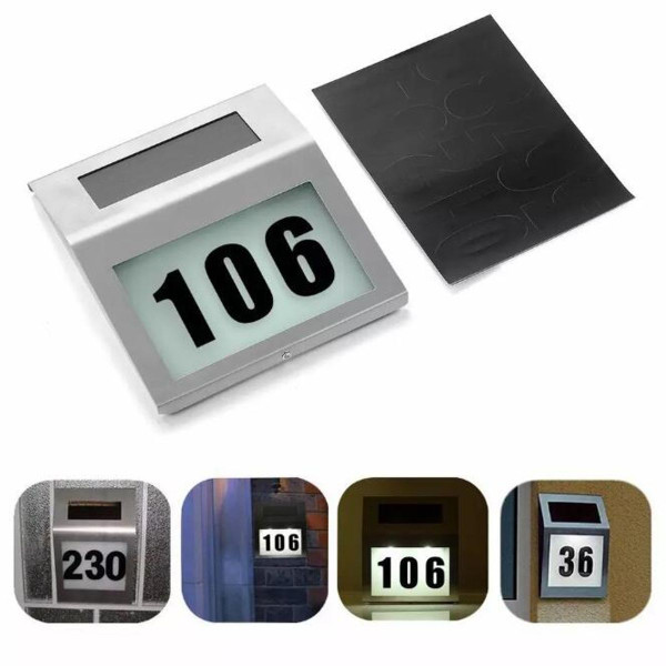Solar Stainless Steel House Number Light with White LEDs product image