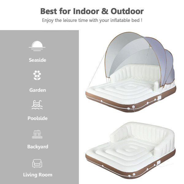 Inflatable Lounge Raft with Retractable Canopy product image