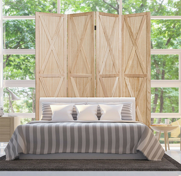 Wooden 4-Panel Folding Room Divider product image