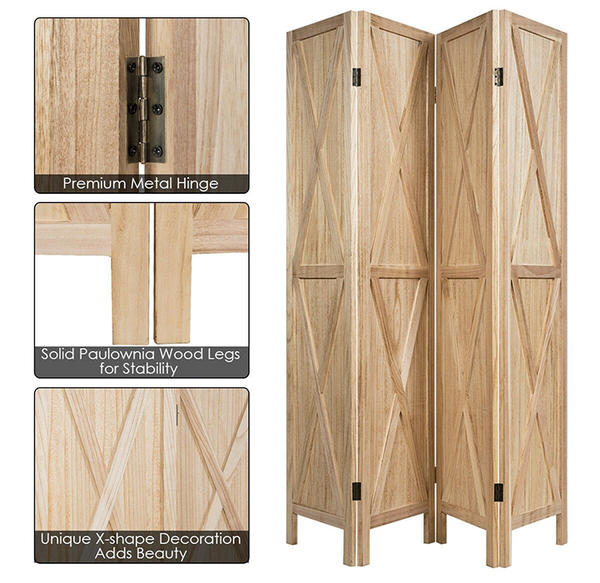 Wooden 4-Panel Folding Room Divider product image