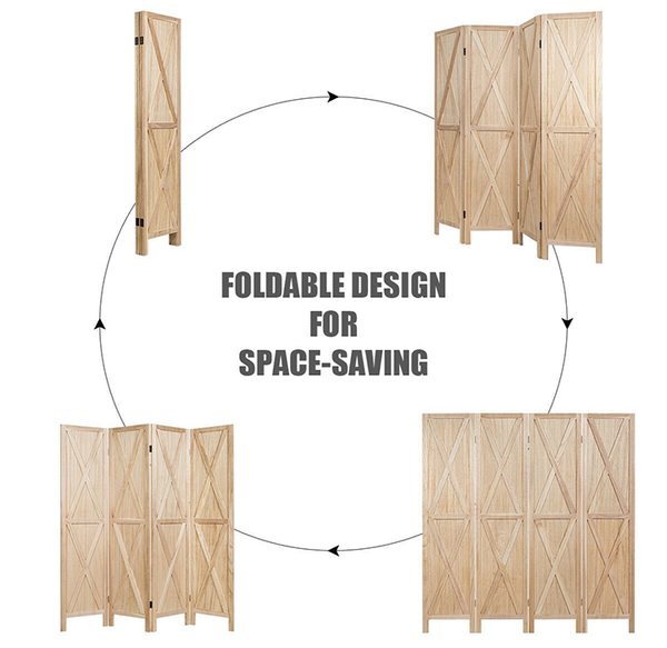 Wooden 4-Panel Folding Room Divider product image