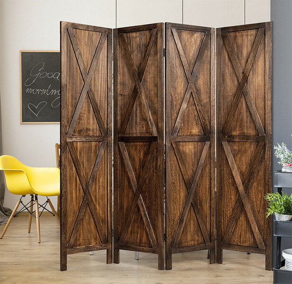 Wooden 4-Panel Folding Room Divider product image