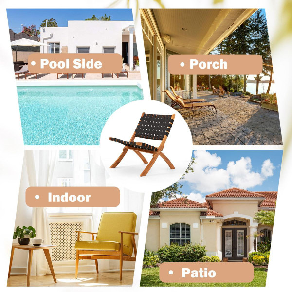 3-Piece Acacia Patio Furniture Set with Coffee Table and Folding Chairs product image