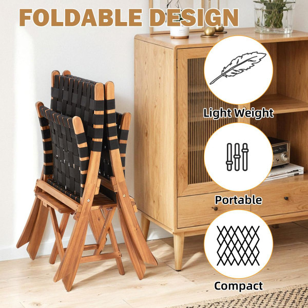 3-Piece Acacia Patio Furniture Set with Coffee Table and Folding Chairs product image