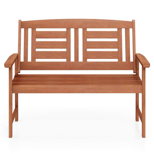 Outdoor Solid Wood Loveseat with Inclined Backrest and Slatted Seat product image