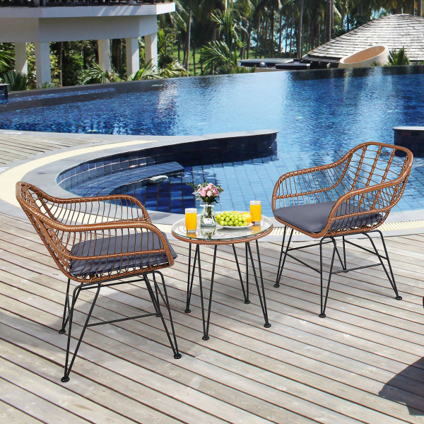 Rattan 3-Piece Bistro Furniture Set product image