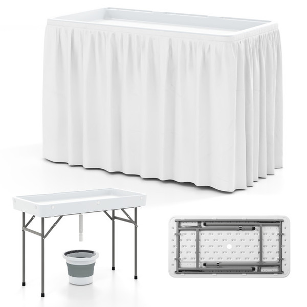 4-Foot Ice Cooler Folding Table with Removable Skirt product image