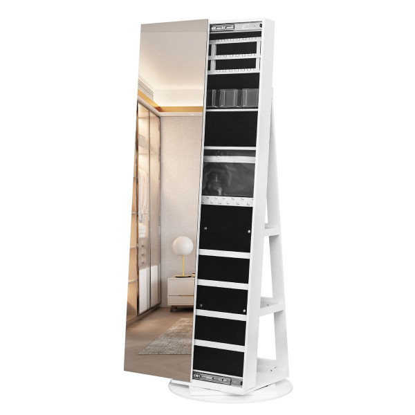 63" Freestanding Jewelry Armoire with Shelves and Pull-out Cabinet Door product image