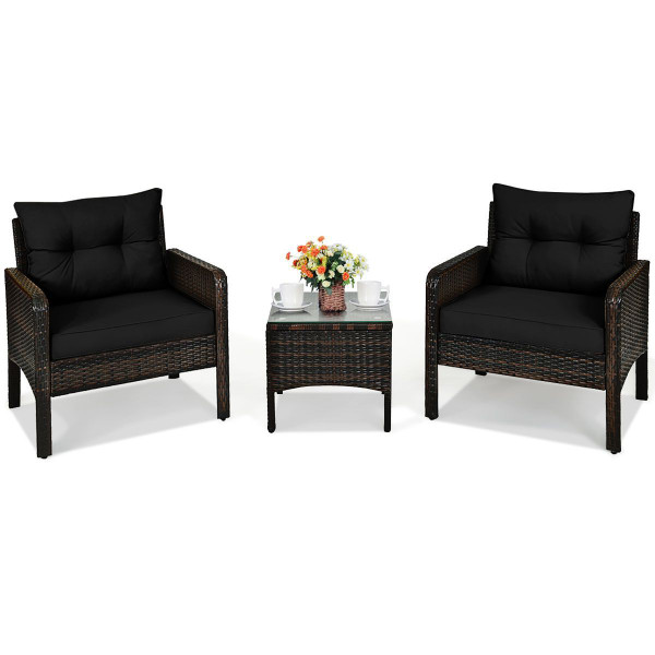 Cushioned Rattan 3-Piece Patio Furniture Set product image