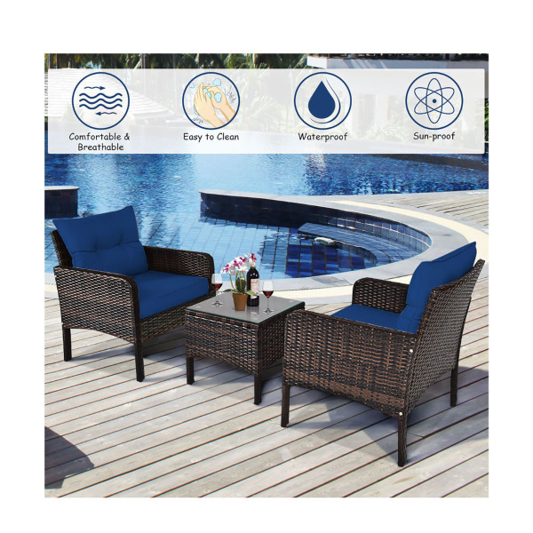 Cushioned Rattan 3-Piece Patio Furniture Set product image