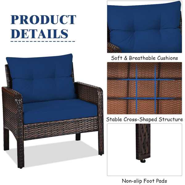 Cushioned Rattan 3-Piece Patio Furniture Set product image