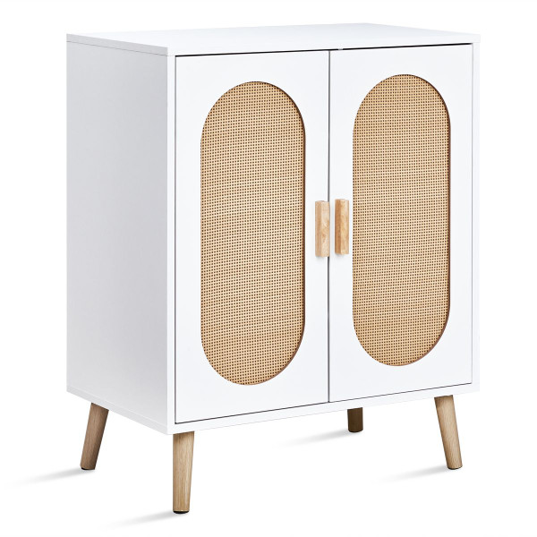 2-Door Rattan Shoe Organizer with Adjustable Shelves product image