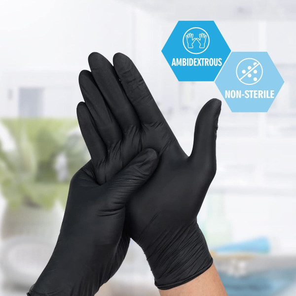 100-Count Heavy-Duty Black Nitrile Disposable Gloves (5- or 10-Pack) product image