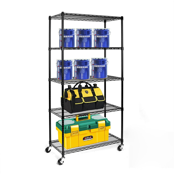 Rolling 5-Tier Steel Wire Shelving, NSF-Certified product image