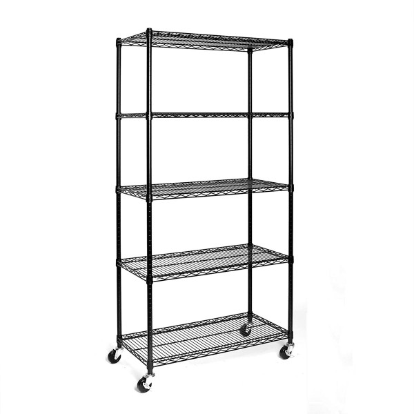 Rolling 5-Tier Steel Wire Shelving, NSF-Certified product image