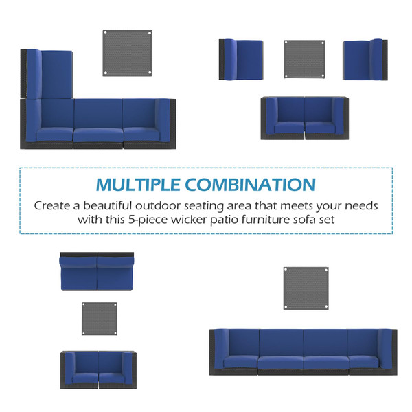 5-Piece Outdoor PE Rattan Patio Furniture Set product image