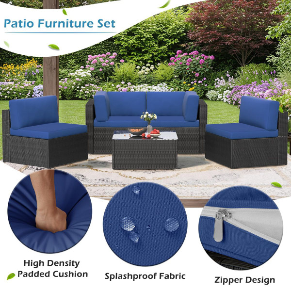 5-Piece Outdoor PE Rattan Patio Furniture Set product image