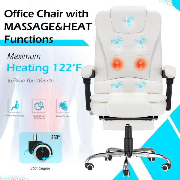  Ergonomic Recliner Office Chair with Massage and Heat Functions product image