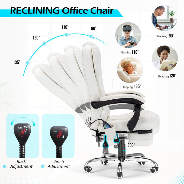  Ergonomic Recliner Office Chair with Massage and Heat Functions product image