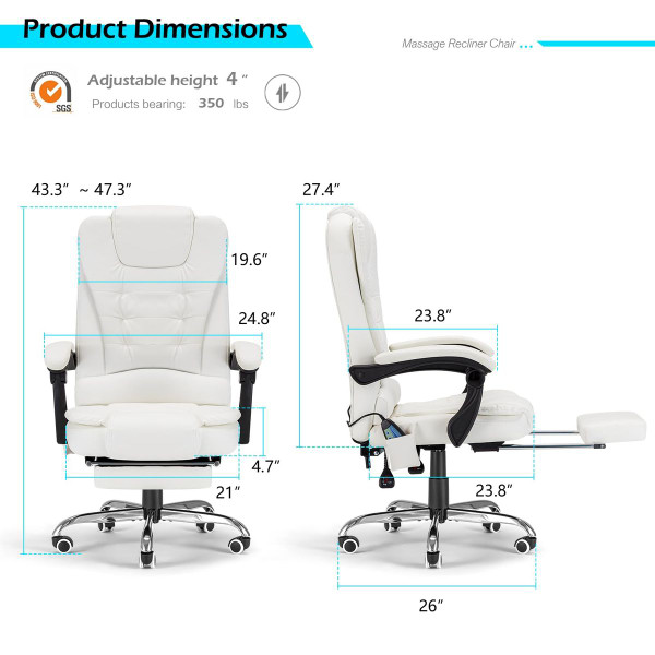  Ergonomic Recliner Office Chair with Massage and Heat Functions product image