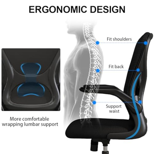 Sytas Ergonomic Desk Chair with Padded Flip Up Arms product image