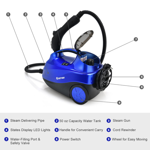 2000W Heavy-Duty Multi-Purpose Steam Cleaner Mop with Detachable Handheld Unit product image