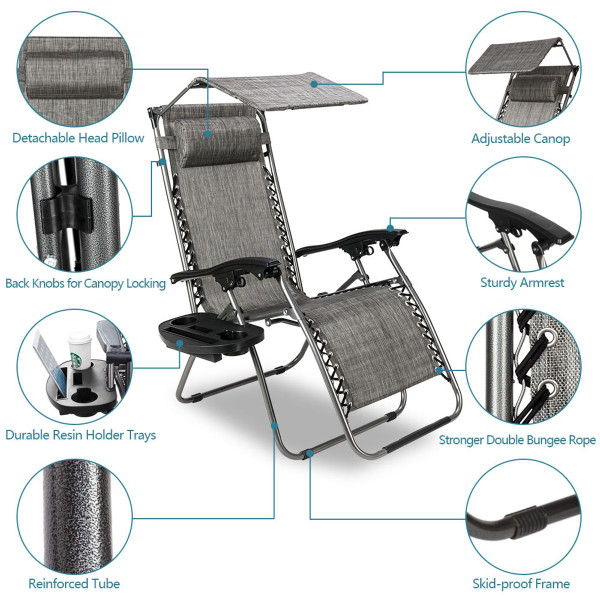 Reclining Zero Gravity Chair with Canopy product image
