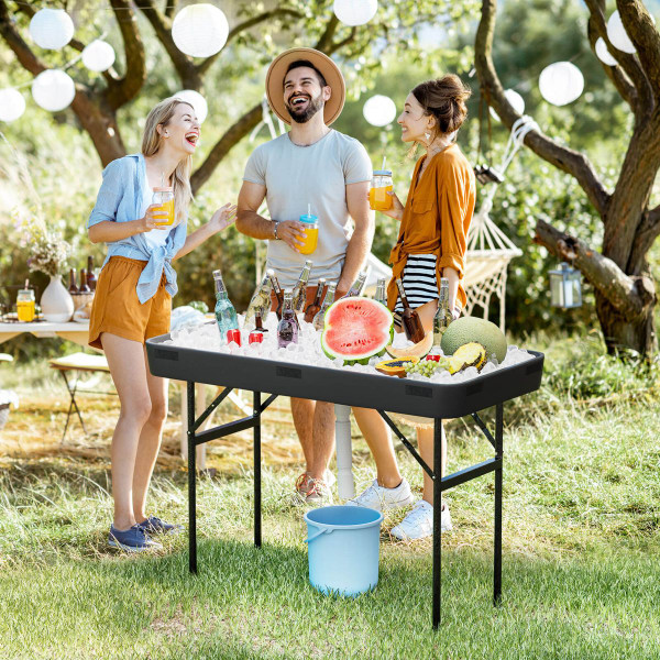 4-Foot Plastic Ice Cooler Folding Table with Table Skirt product image