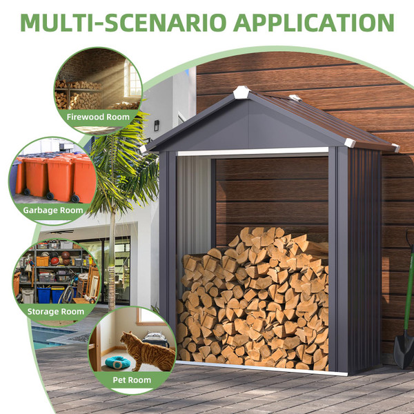 5 x 2-Foot Outdoor Firewood Storage Shed product image