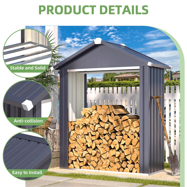 5 x 2-Foot Outdoor Firewood Storage Shed product image
