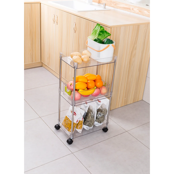 3-Tier Acrylic Rolling Cart with Wheels and Lockable Casters product image