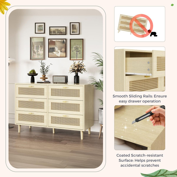6-Drawer Rattan Dresser product image