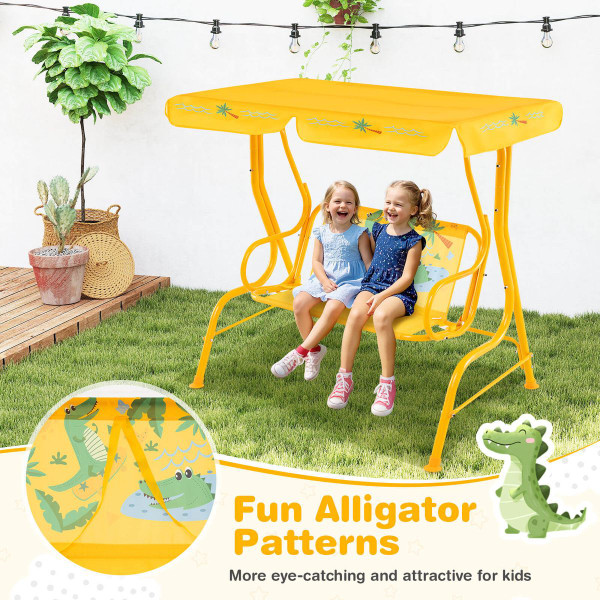 2-Seat Toddler Porch Swing with Metal Stand and Adjustable Canopy product image